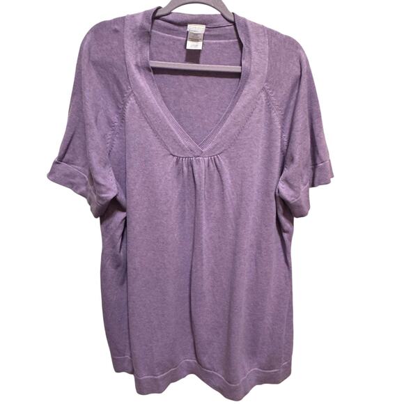 Just My Size Purple Lavendar Short Sleeve V-Neck Sweater Plus Size 4X (26W/28W) - Picture 1 of 8